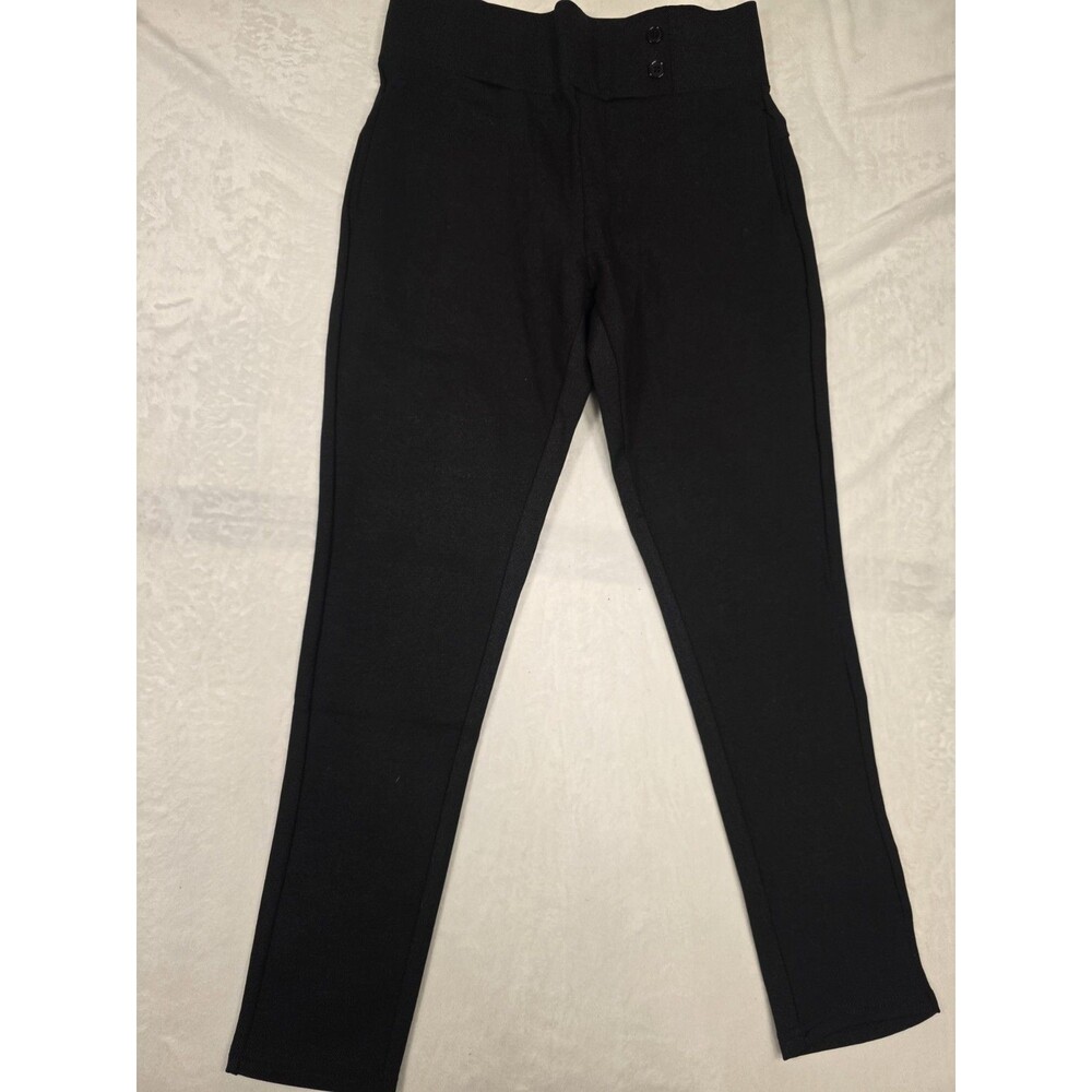 Conceited Black Dress Pants Button Flat Front Tapered Leg Solid Women - Picture 4 of 10
